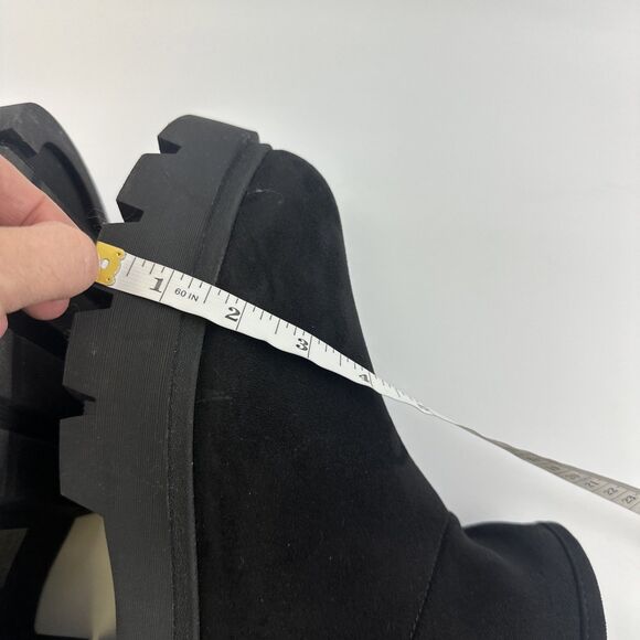 Torrid Lug Sole Bootie Pull On Short Black Faux Suede Fleece Lined 12 WW Wide - Picture 11 of 14